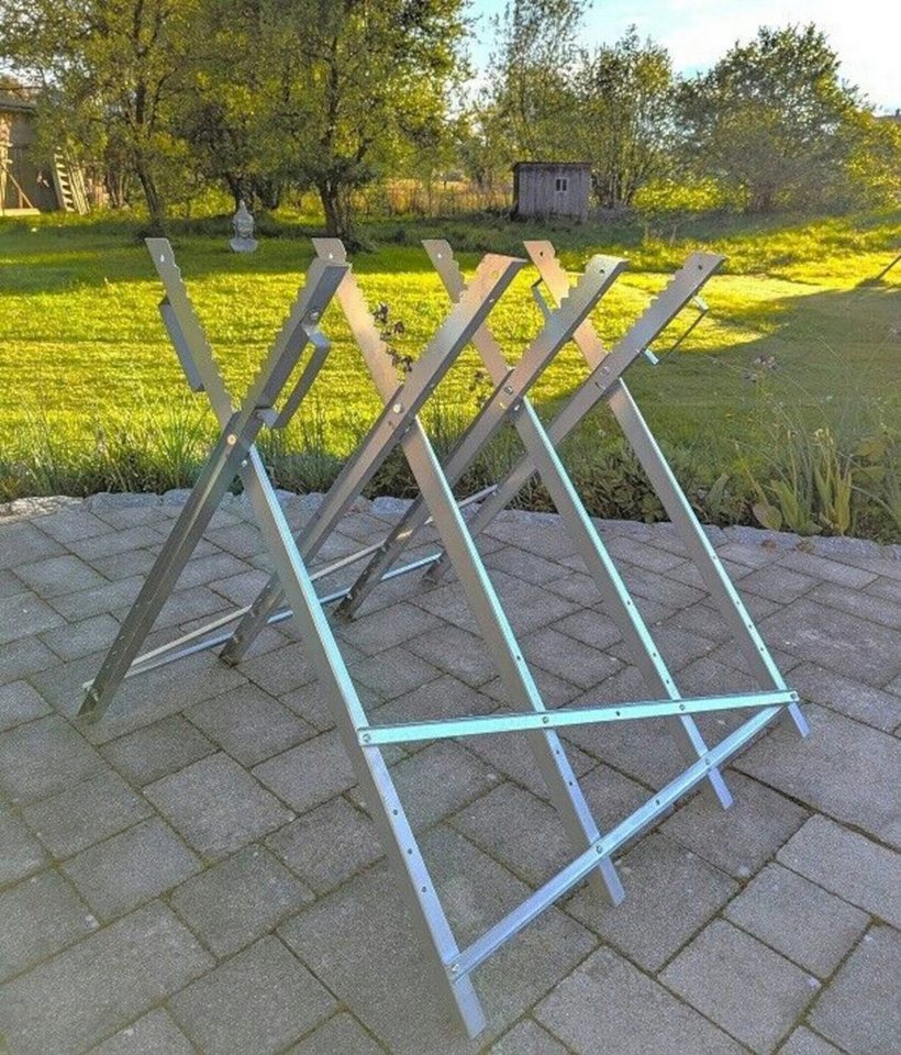 BruKa Sägebock Metall WOODCRAFT Holzsägebock Klappbar Brennholz Sägehilfe Einstellbar, 160 kg max. Belastbarkeit