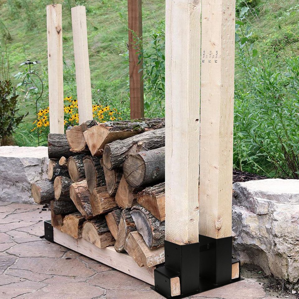 Clanmacy Stapelregal Holzstapelhilfe 4St. Stapelhilfe Brennholz Verzinkt für Kaminholz