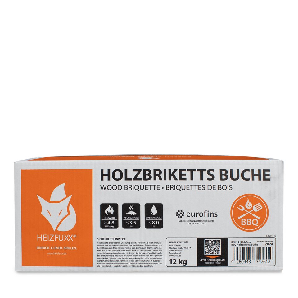 HEIZFUXX Holzbriketts Nestro Hartholz M, 300 kg, (Palette, 25 - St) - kuhlmann.hausgeraete