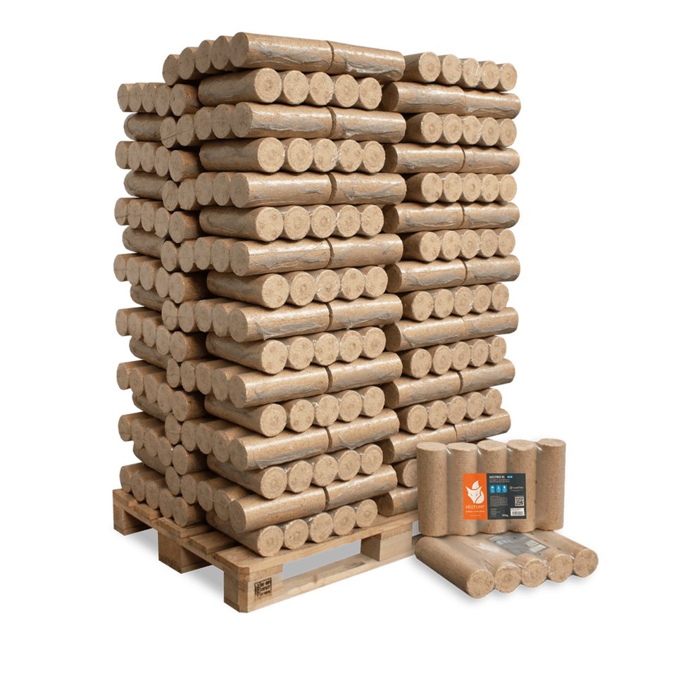 HEIZFUXX Holzbriketts Nestro XL Blue, 960 kg, (Palette, 96 - St) - kuhlmann.hausgeraete