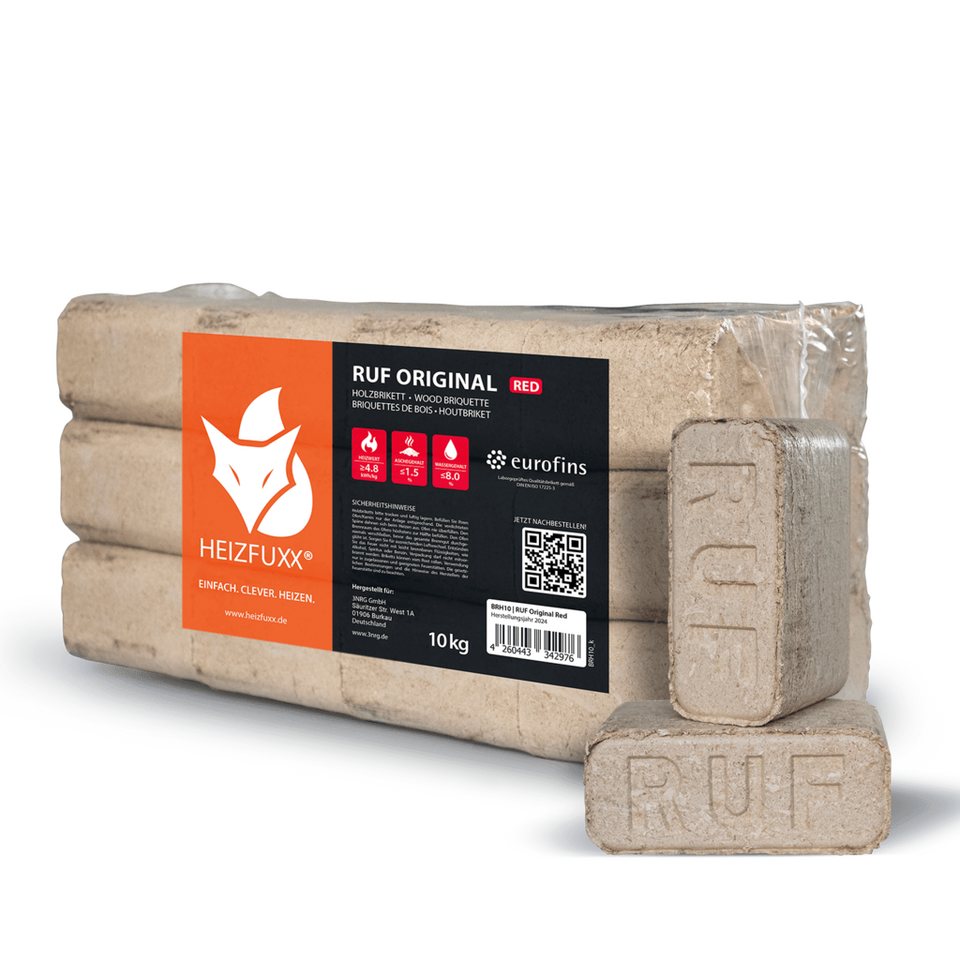HEIZFUXX Holzbriketts RUF Original Red, 300 kg, (Palette, 30-St)