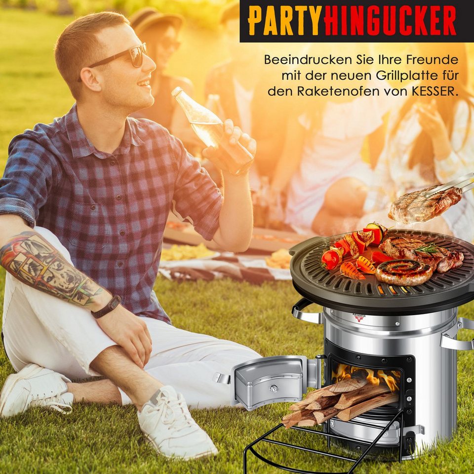 KESSER Feuerstelle, Grillpfanne aus Gusseisen für Raketenofen - kuhlmann.hausgeraete