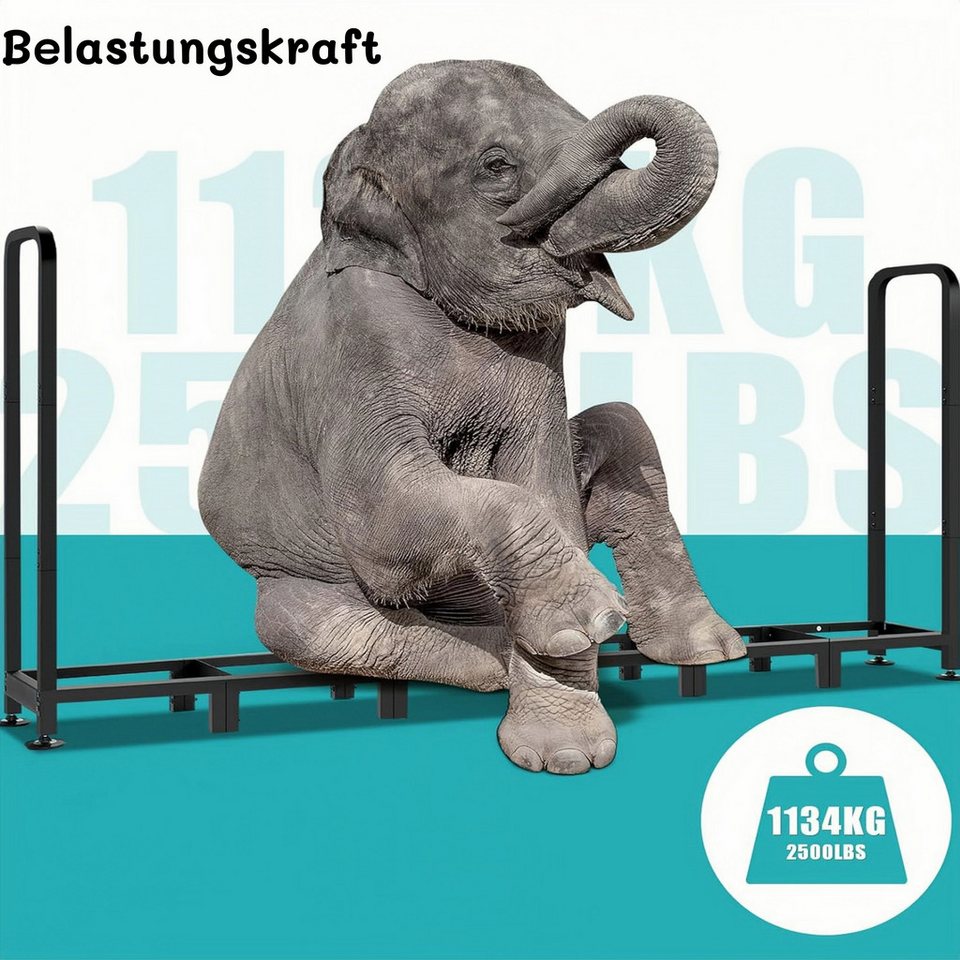LUCKZON Kaminholzregal für Außenbereich, Holz robuster Stahl Kaminholz Holz Metall, BxTxH:235x31.5x116 cm, Garten Kaminholzunterstand, Kaminholzlager Stapelhilfe - kuhlmann.hausgeraete