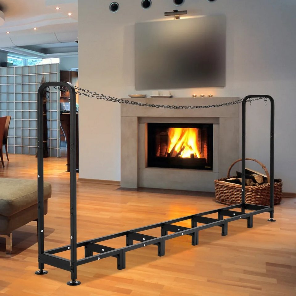 LUCKZON Kaminholzregal für Außenbereich, Holz robuster Stahl Kaminholz Holz Metall, BxTxH:235x31.5x116 cm, Garten Kaminholzunterstand, Kaminholzlager Stapelhilfe - kuhlmann.hausgeraete