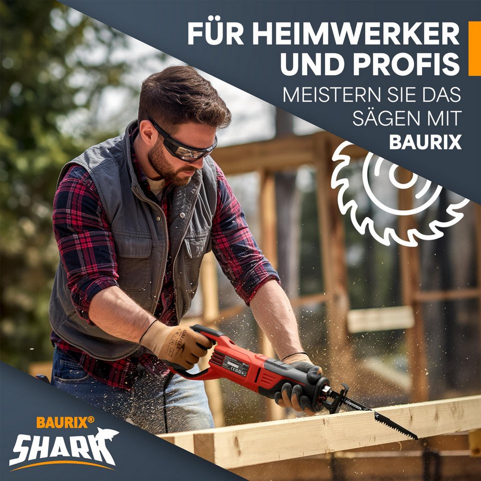 BAURIX Säbelsägeblatt Holz, 5 Stück, 240 mm, 5 TPI, Sägeblatt Säbelsäge (für schnelle und saubere Schnitte, 5 - St), Säbelsägeblatt für Grobholz, Nassholz, Brennholz, lebendes Holz - kuhlmann.hausgeraete