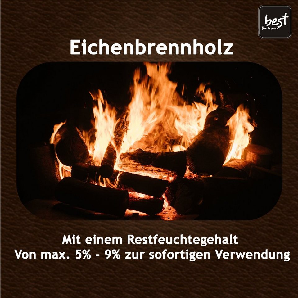 Best for Home Kaminholz Best For Home, Eichenholz 25 cm, Kammergetrocknet & Ofenfertig, fertig für Herd, Kamin, Feuerschalen, Lagerfeuer