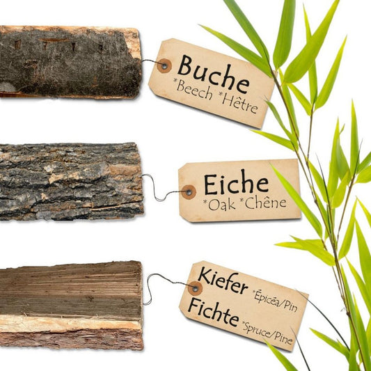 BooGardi Kaminholz Feuerholz kaminfertig, 10 kg, (Buchenholz 10kg im Karton), Hartholz getrocknet Ofenholz Buche Eiche Kiefer