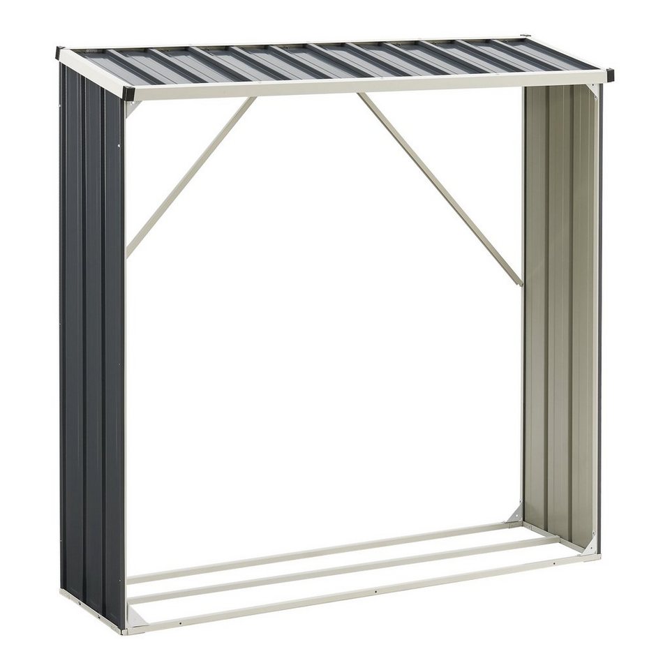 casa.pro Kaminholzregal, BxTxH:155x45x157 cm, »Kalmar« Brennholzunterstand aus Stahl Anthrazit - kuhlmann.hausgeraete