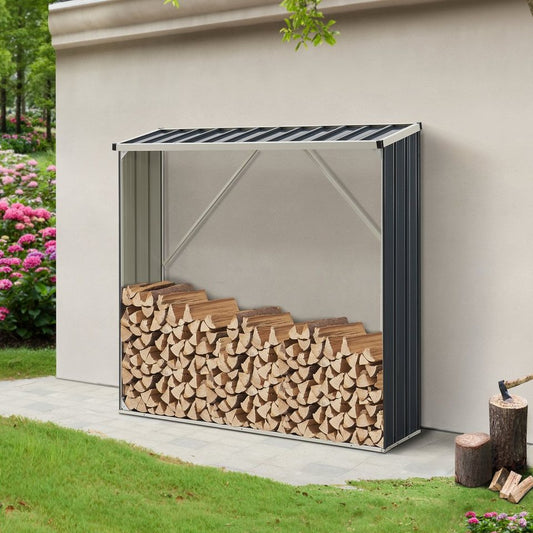casa.pro Kaminholzregal, BxTxH:155x45x157 cm, »Kalmar« Brennholzunterstand aus Stahl Anthrazit - kuhlmann.hausgeraete