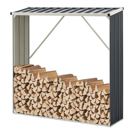 casa.pro Kaminholzregal, BxTxH:155x45x157 cm, »Kalmar« Brennholzunterstand aus Stahl Anthrazit - kuhlmann.hausgeraete