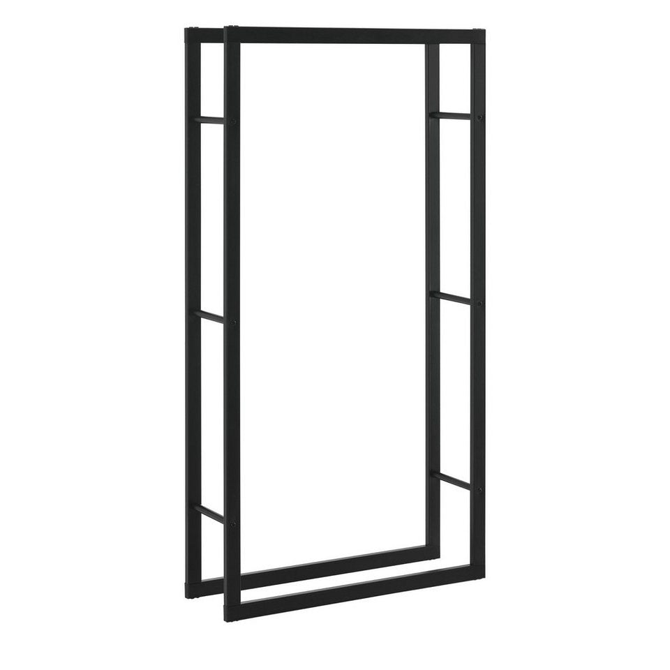 en.casa Kaminholzregal, BxTxH:75x25x150 cm, »Kasan« Brennholzhalter 75x150x25cm Stahl Schwarz