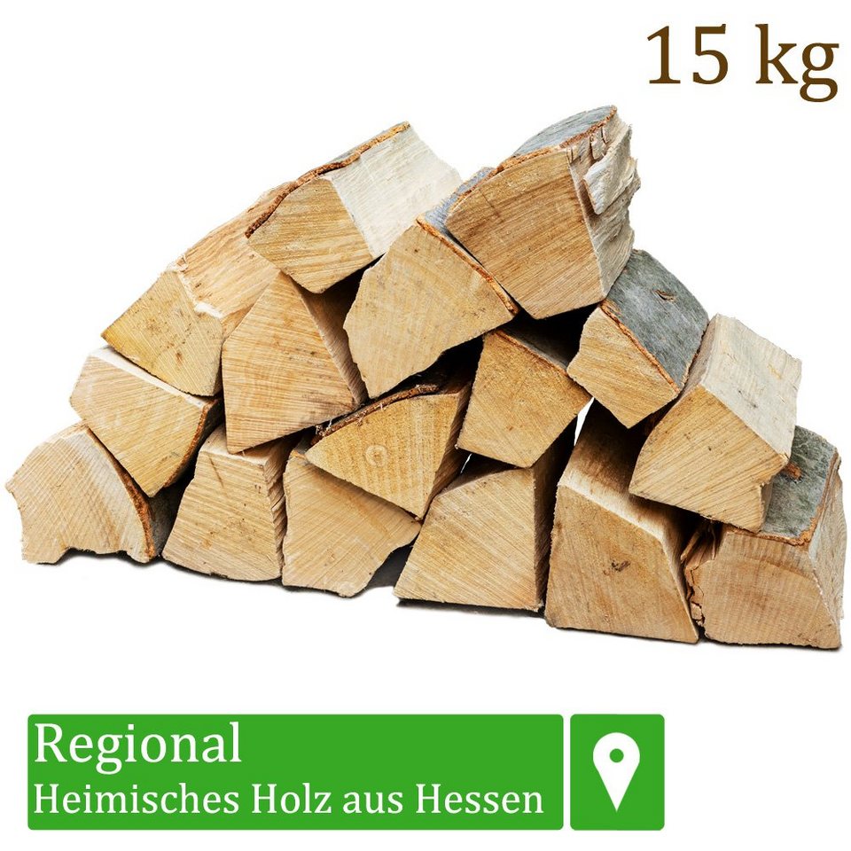 Flameup Kaminholz Brennholz Kaminholz Holz 15kg Ofen Kamin Kaminofen Grill Buche 25 cm, 15 kg