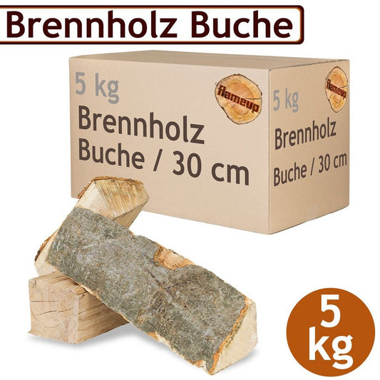 Flameup Kaminholz Brennholz Kaminholz Holz 5-500 kg Ofen Kamin Kaminofen Buche 30 cm, 5 kg
