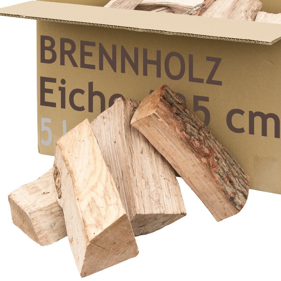 Flameup Kaminholz Brennholz Kaminholz Holz Eiche 5 - 500kg Ofen Kamin Kaminofen Grill 25cm, 5 kg - kuhlmann.hausgeraete