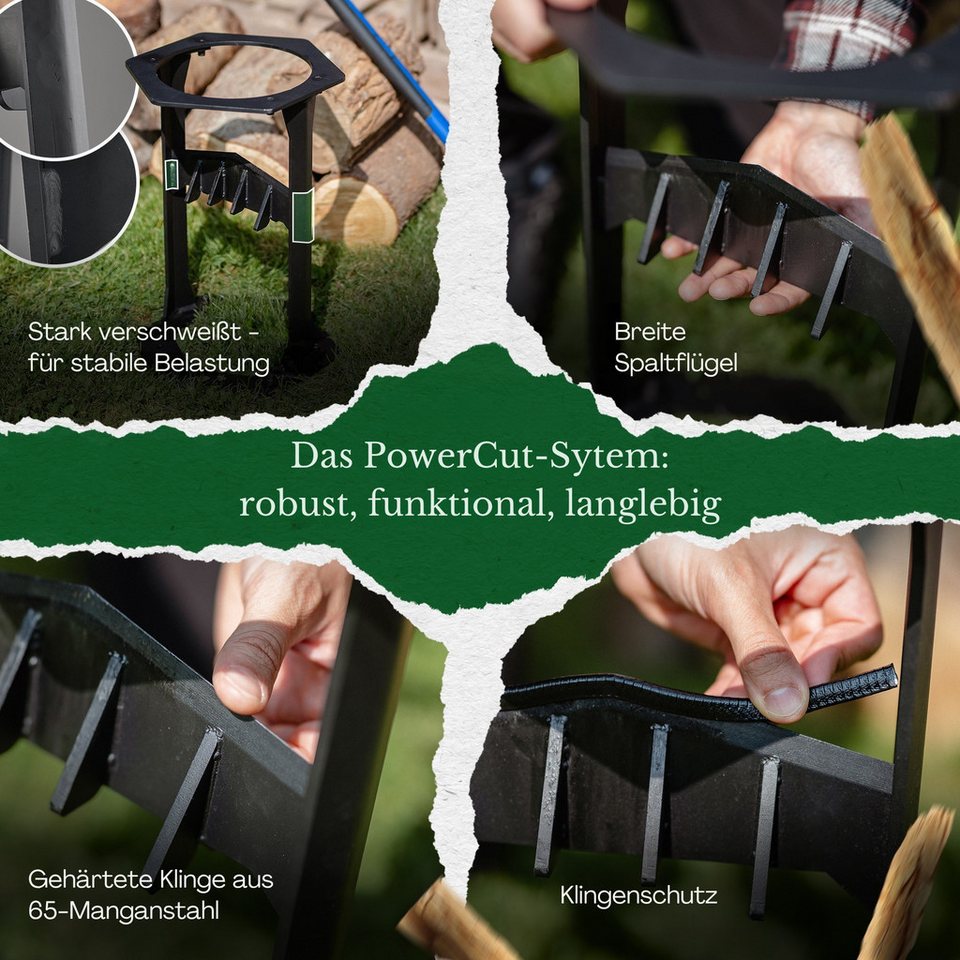 FORSTIX® Holzspalter PowerSplit XL – Manueller Holzspalter für Brennholz & Anzündholz, Spaltgutlänge bis 50 cm, Spaltgutdurchmesser bis 22 cm, (Einzelartikel), Manuell, Holz bis Ø 22 cm & 50 cm Länge, Spalterhöhe 45 cm - kuhlmann.hausgeraete