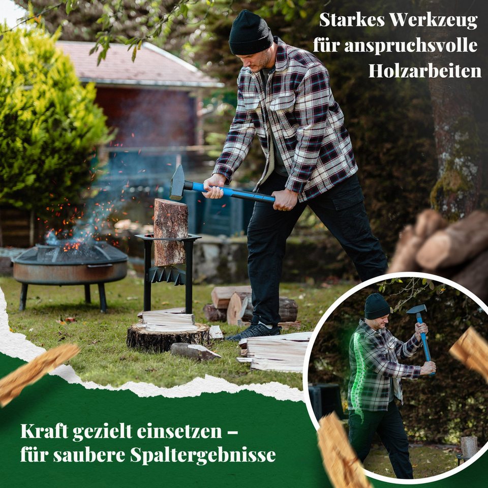 FORSTIX® Holzspalter PowerSplit XL – Manueller Holzspalter für Brennholz & Anzündholz, Spaltgutlänge bis 50 cm, Spaltgutdurchmesser bis 22 cm, (Einzelartikel), Manuell, Holz bis Ø 22 cm & 50 cm Länge, Spalterhöhe 45 cm - kuhlmann.hausgeraete