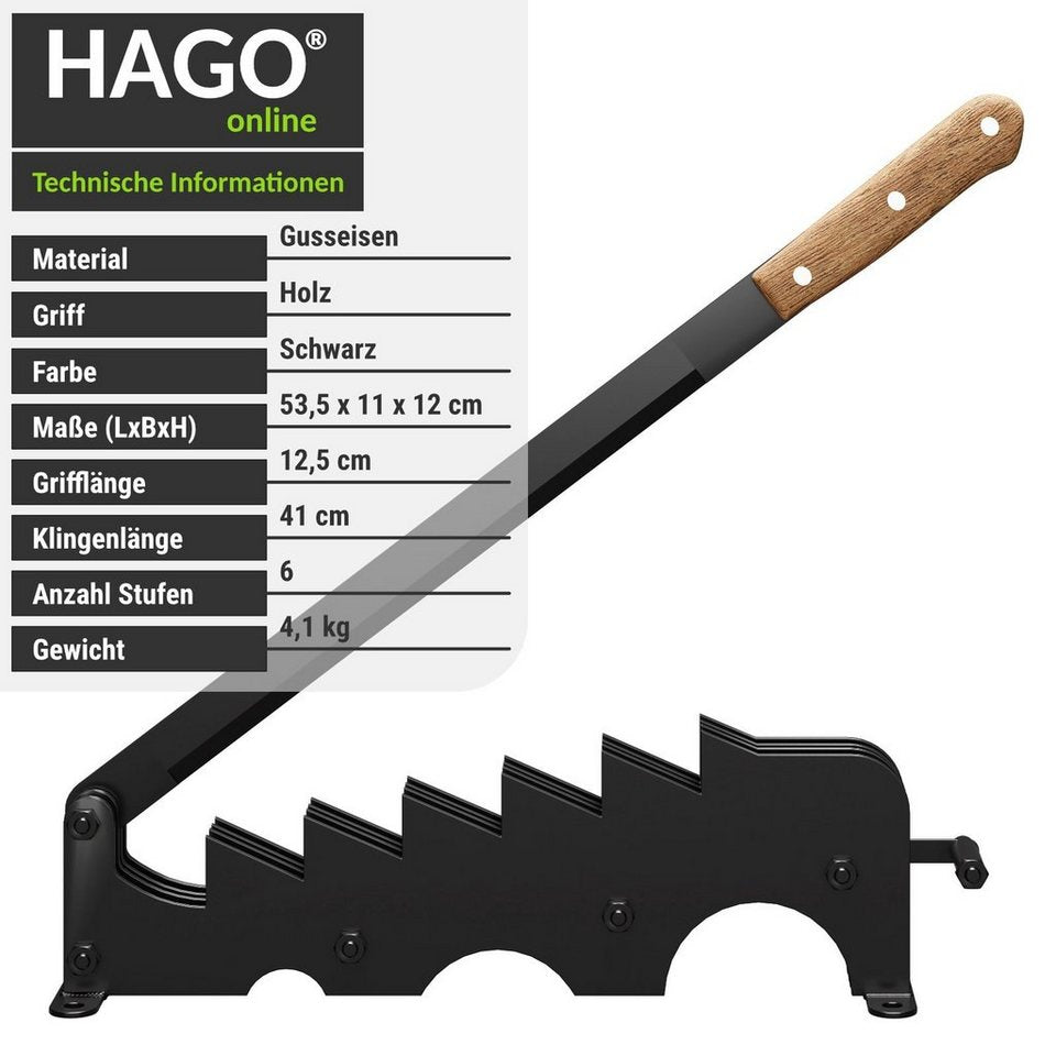 HAGO Holzspalter Spanmesser Holzspalter Brennholzspalter Gusseisen Holzgriff 41cm Kling