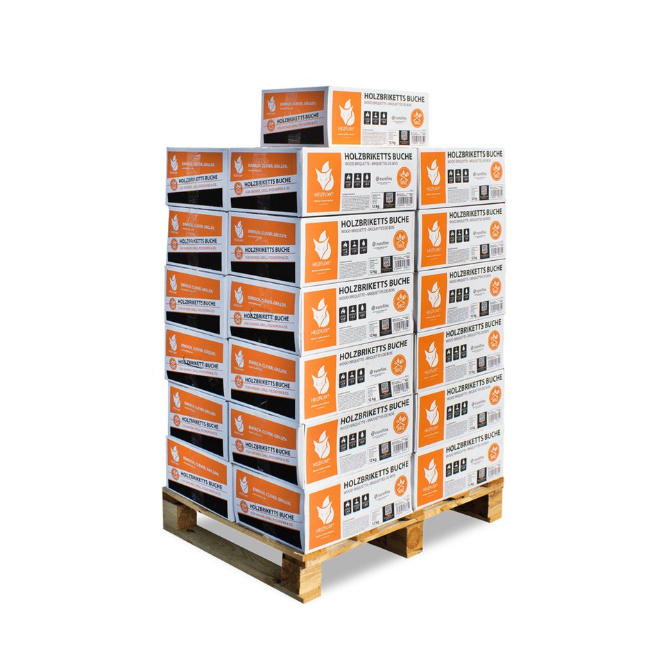 HEIZFUXX Holzbriketts Nestro Hartholz M, 300 kg, (Palette, 25 - St) - kuhlmann.hausgeraete