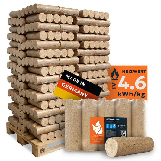 HEIZFUXX Holzbriketts Nestro XL Blue, 960 kg, (Palette, 96 - St) - kuhlmann.hausgeraete