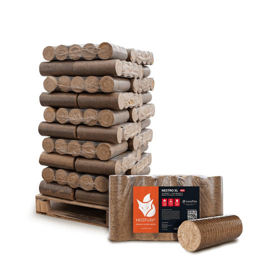 HEIZFUXX Holzbriketts Nestro XL Red, 300 kg, (Palette, 30 - St) - kuhlmann.hausgeraete