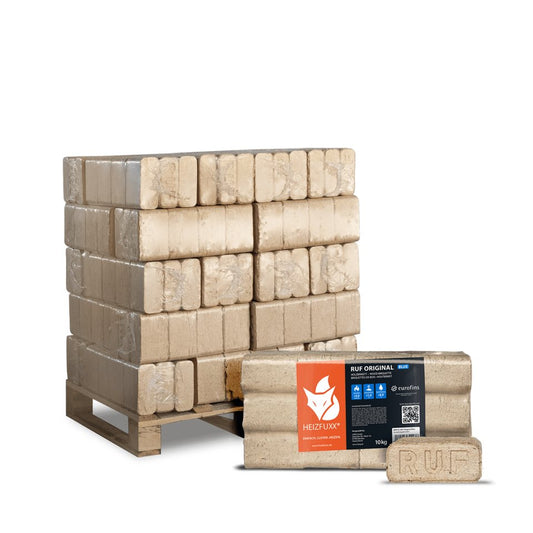 HEIZFUXX Holzbriketts RUF Original Blue, 300 kg, (Palette, 30 - St) - kuhlmann.hausgeraete