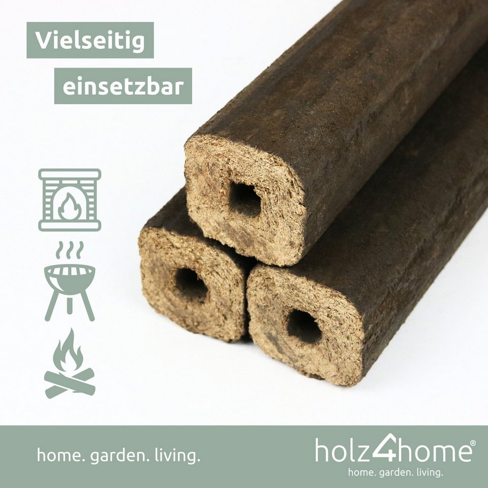 holz4home® Holzbriketts Pini Kay Eichenbriketts I 100% ohne Zusätze I Briketts Kamin Brennholz, 10 kg, Mit Zugloch gepresst - kuhlmann.hausgeraete
