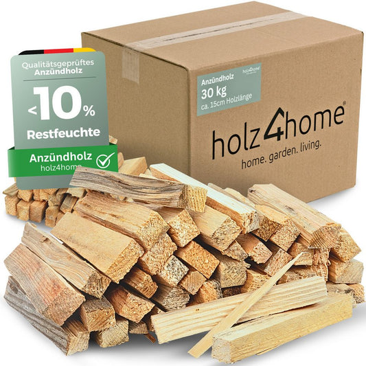 holz4home® Kaminholz Anzündeholz Getrocknet 30 kg I Anfeuerholz Nadelholz Ofenfertig, 30 kg, Idealer Anzünder für Kamin & Grill - kuhlmann.hausgeraete