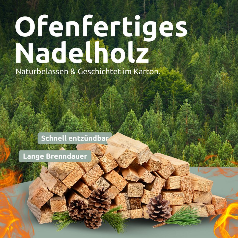 holz4home® Kaminholz Anzündeholz Getrocknet 30 kg I Anfeuerholz Nadelholz Ofenfertig, 30 kg, Idealer Anzünder für Kamin & Grill - kuhlmann.hausgeraete