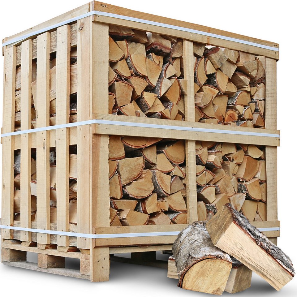 holz4home® Kaminholz Ofenfertiges Brennholz Birke 450 - 500 kg I Kammergetrocknet 25cm Scheit, Ofenfertige Holzscheite in 25cm Länge - kuhlmann.hausgeraete