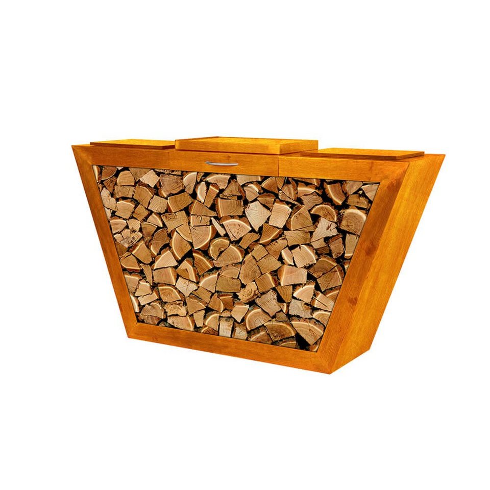 HOME DELUXE Feuerstelle Holzlege PAULO, (1-St), Made in Germany- Edelstahl Rostoptik
