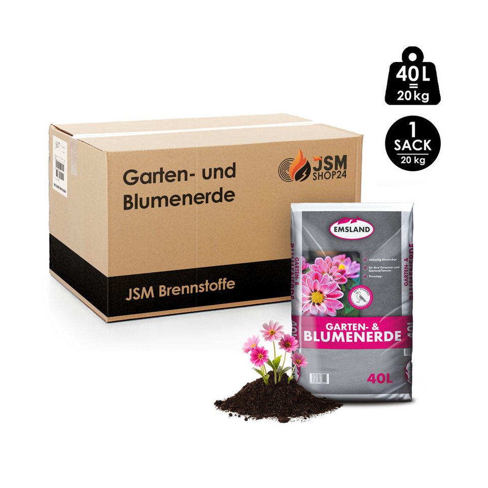 JSM - Brennholz Blumenerde JSM - Emsland Garten & Blumenerde 40 L, Für Innen - & Außenbereich geeignet - kuhlmann.hausgeraete