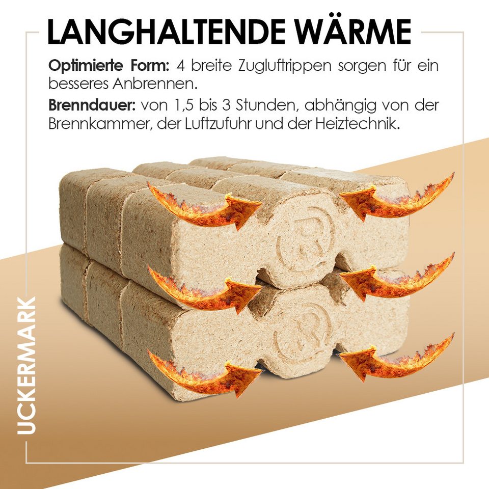 JSM-Brennholz Holzbriketts Uckermark Holzbriketts auf Palette, 20 kg, Regionale Herstellung in Deutschland