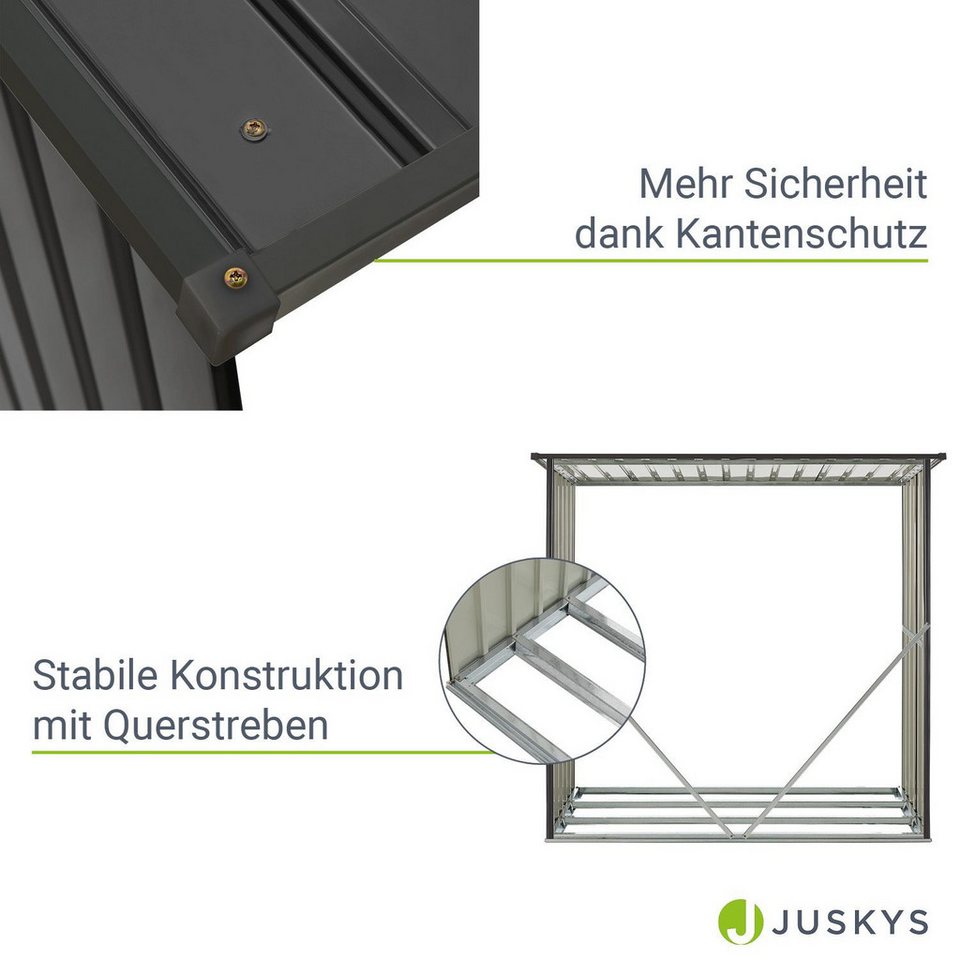 Juskys Kaminholzregal Enno, 1 m² Grundfläche, wetterfeste, stabile Konstruktion