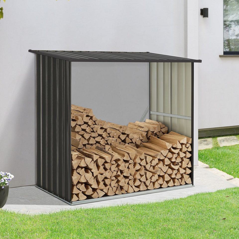 Juskys Kaminholzregal Enno, 1 m² Grundfläche, wetterfeste, stabile Konstruktion