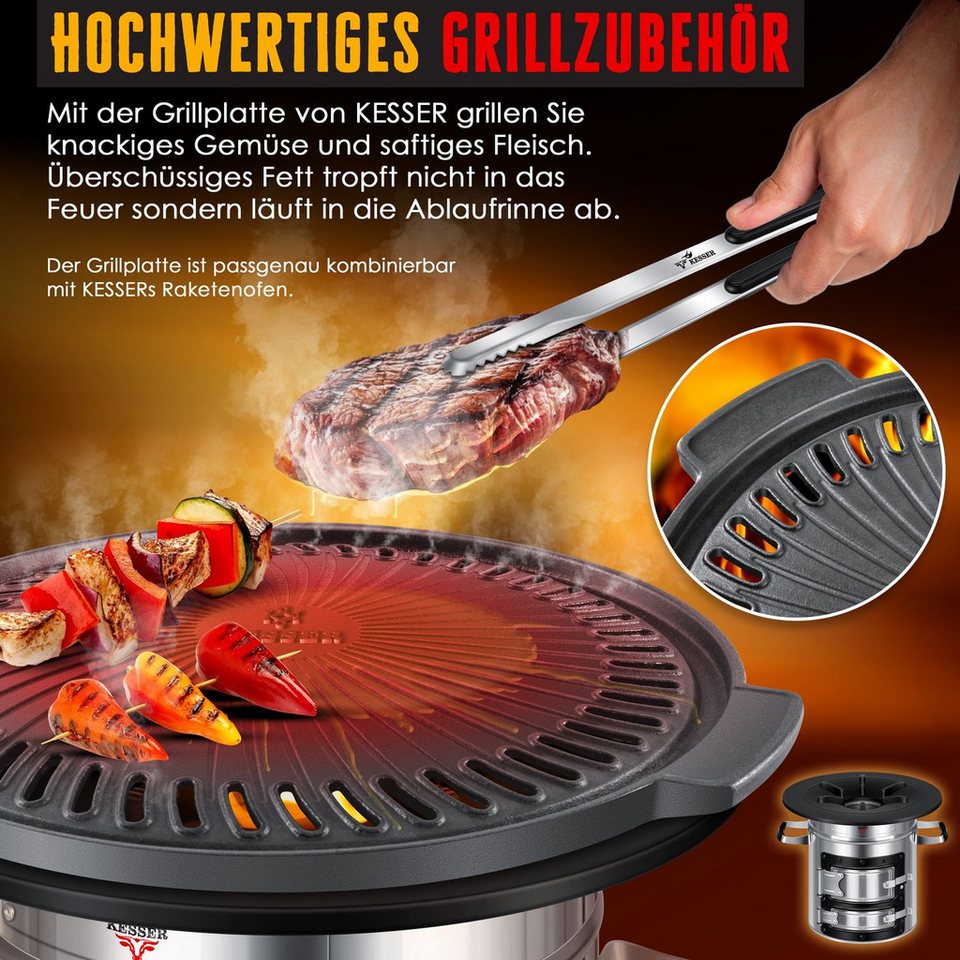 KESSER Feuerstelle, Grillpfanne aus Gusseisen für Raketenofen - kuhlmann.hausgeraete