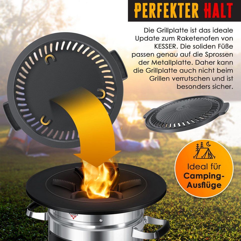 KESSER Feuerstelle, Grillpfanne aus Gusseisen für Raketenofen - kuhlmann.hausgeraete