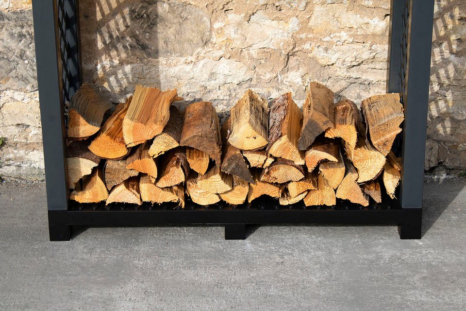 KHW Kaminholzregal aus stabilem und wetterfestem Kunststoff, BxTxH:114x47x102 cm, schützt Kaminholz vor Feuchtigkeit