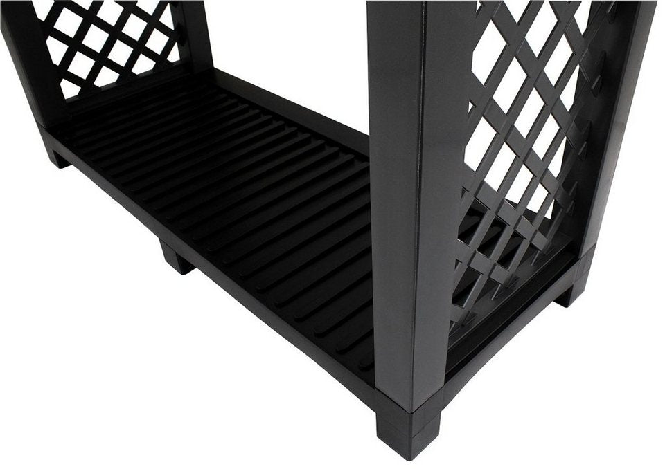KHW Kaminholzregal aus stabilem und wetterfestem Kunststoff, BxTxH:114x47x102 cm, schützt Kaminholz vor Feuchtigkeit