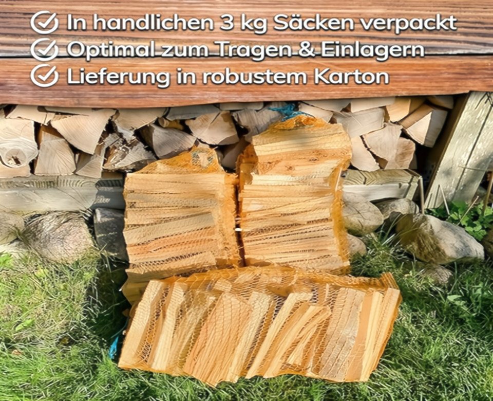 Landree Holzhof Kaminholz Anfeuerholz Anzündholz, 9 kg, 100% natürlich, Nadelholz aus nachhaltig bewirtschafteten Wäldern - kuhlmann.hausgeraete