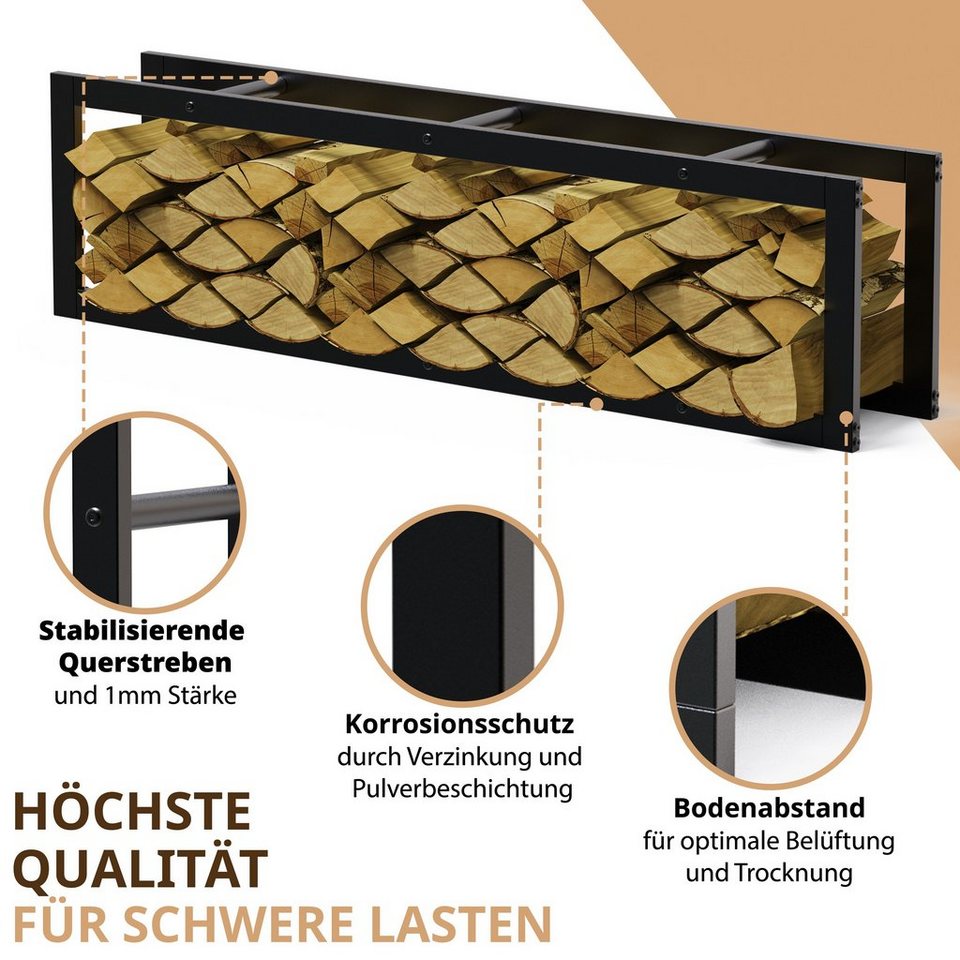 LAWA Living and Lifestyle Kaminholzregal Metall Feuerholzregal innen Kaminholzhalter Stapelhilfe Brennholz, BxTxH:40x25x150 cm, verzinkt / galvanisiert, pulverbeschichtet, stehend, liegend, SCHWARZ - kuhlmann.hausgeraete