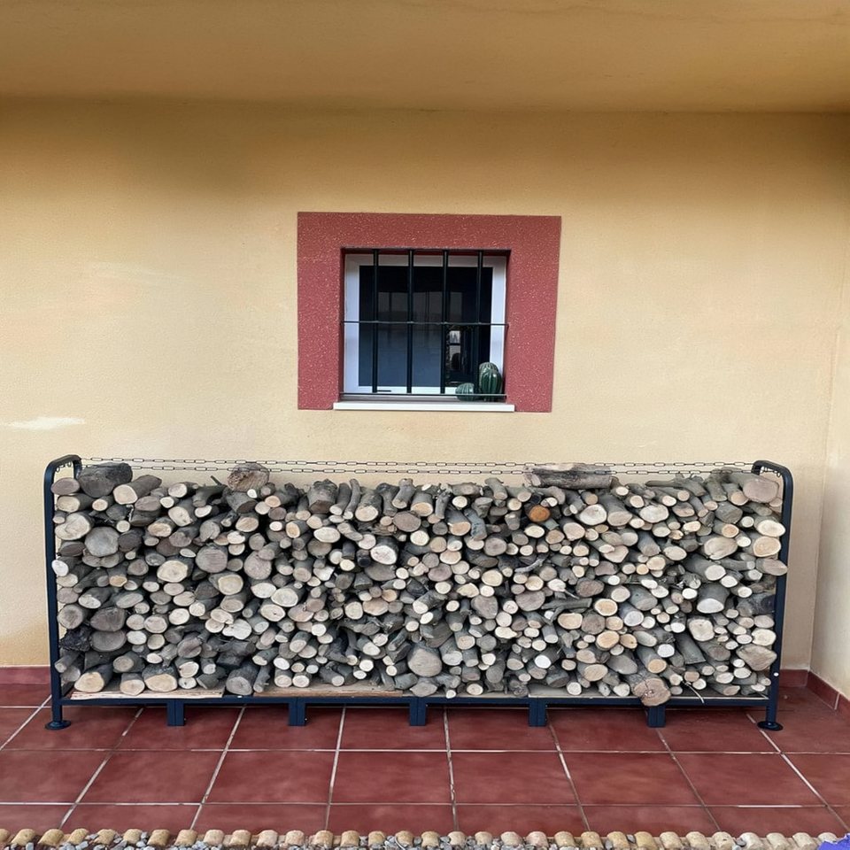 LUCKZON Kaminholzregal für Außenbereich, Holz robuster Stahl Kaminholz Holz Metall, BxTxH:235x31.5x116 cm, Garten Kaminholzunterstand, Kaminholzlager Stapelhilfe - kuhlmann.hausgeraete