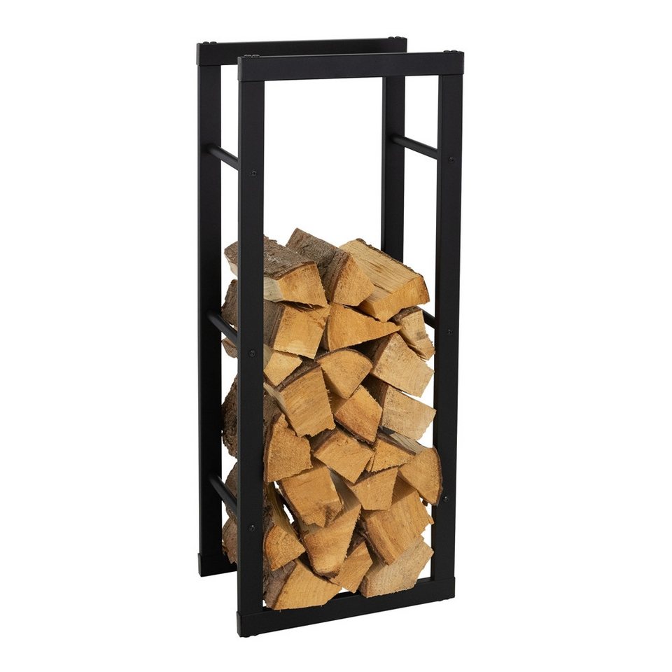 ML - DESIGN Kaminholzregal Indoor Feuerholzregal Stapelhilfe für Brennholz Design Kaminholzlager, BxTxH:40x25x100 cm, Brennholzregal zum Lagern von Kantholz aus pulverbeschichtetem Stahl - kuhlmann.hausgeraete
