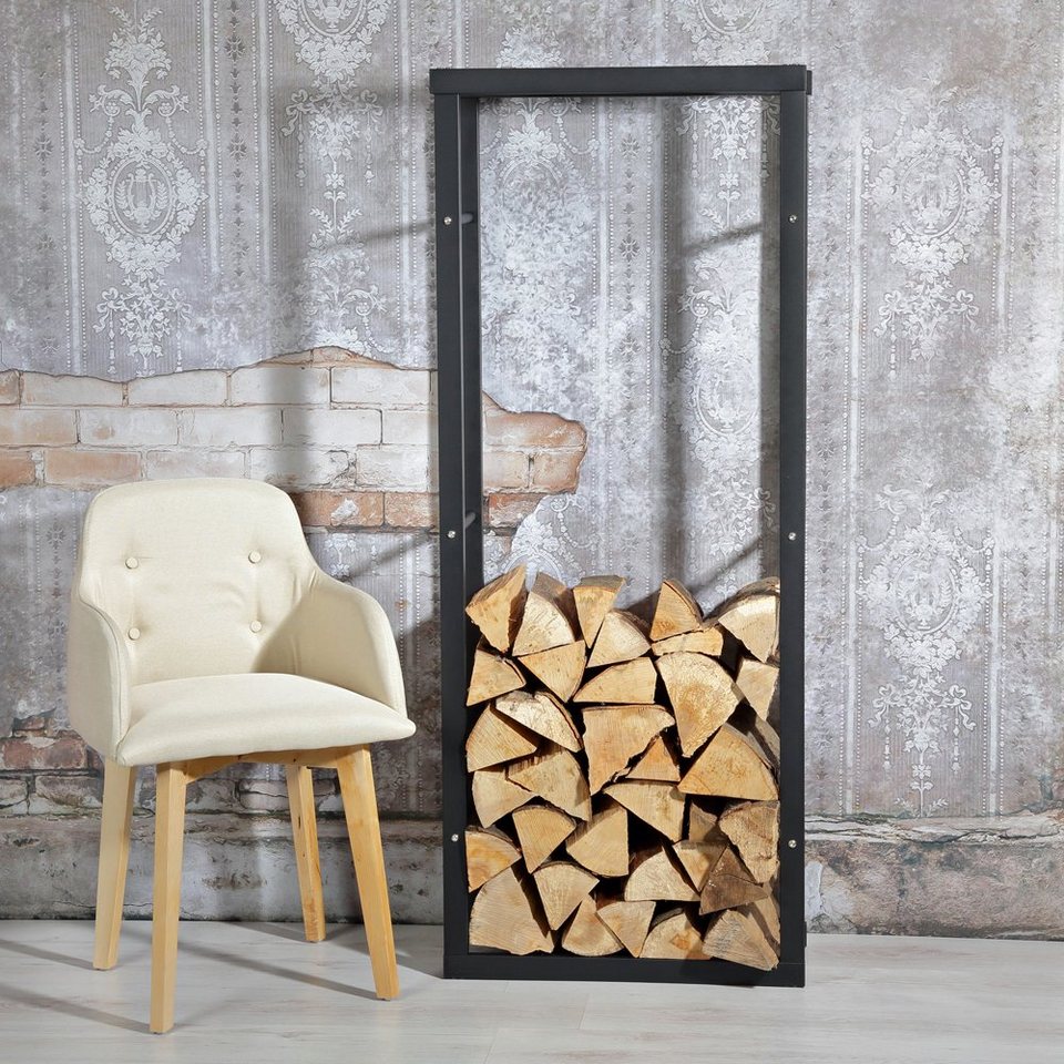 Mucola Kaminholzregal Kaminholzständer Brennholzregal Kaminholzablage Holzregal, BxTxH:60x25x100 cm, (Stück, 1 - St., Holzregal), Pulverbeschichtet - kuhlmann.hausgeraete