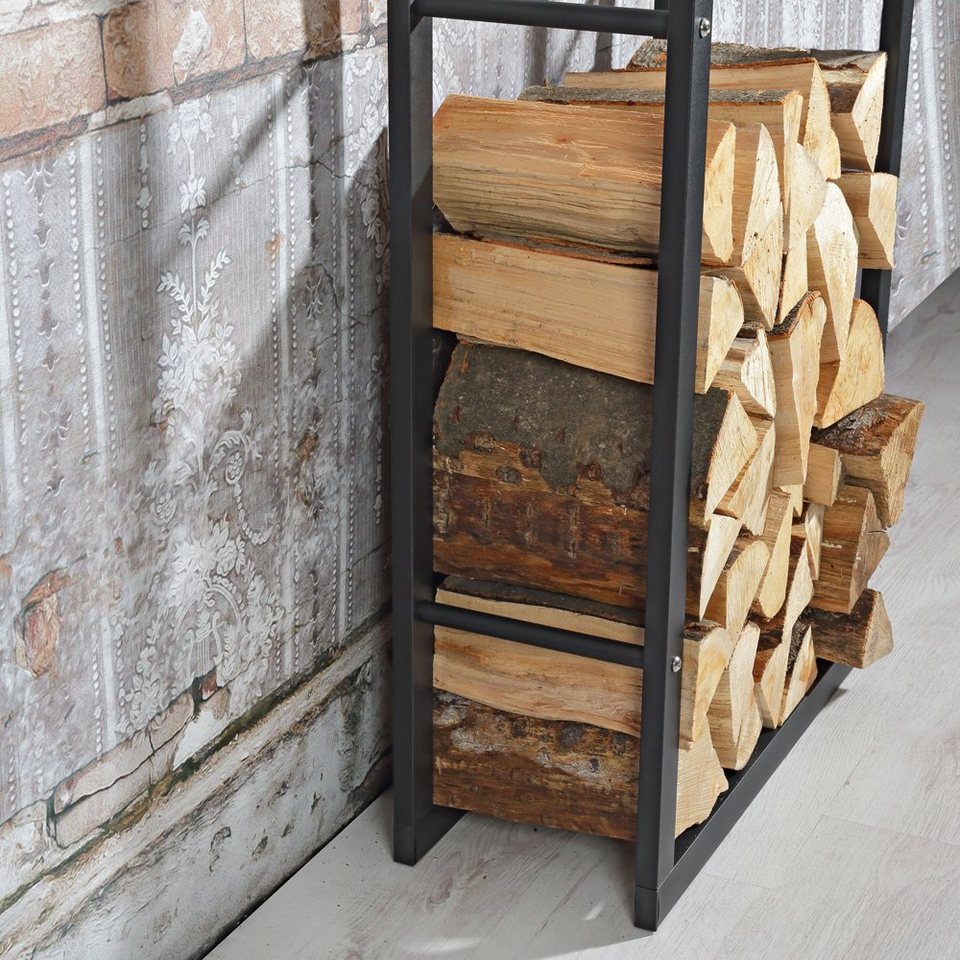 Mucola Kaminholzregal Kaminholzständer Brennholzregal Kaminholzablage Holzregal, BxTxH:60x25x100 cm, (Stück, 1 - St., Holzregal), Pulverbeschichtet - kuhlmann.hausgeraete
