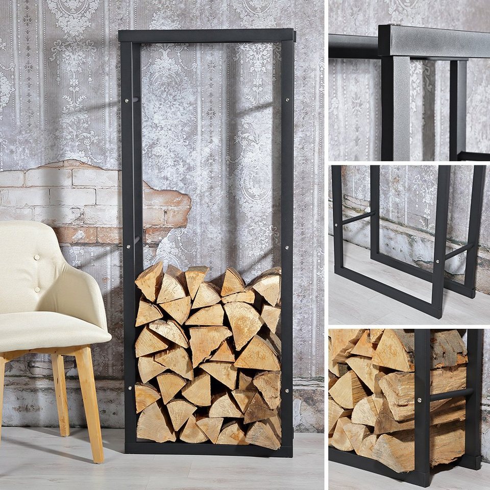 Mucola Kaminholzregal Kaminholzständer Brennholzregal Kaminholzablage Holzregal, BxTxH:60x25x100 cm, (Stück, 1 - St., Holzregal), Pulverbeschichtet - kuhlmann.hausgeraete